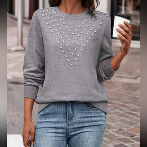 Pearl Beaded Sweatshirt